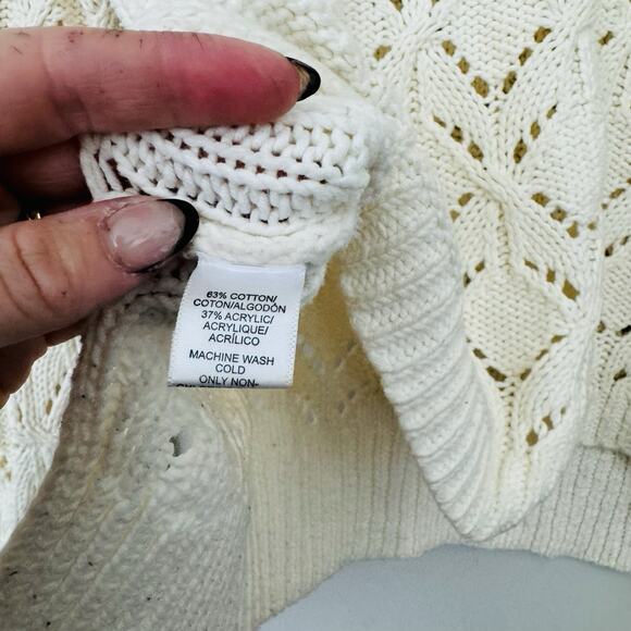 Loft Cream Crochet Pullover Sweater Women’s Size M - Picture 4 of 9